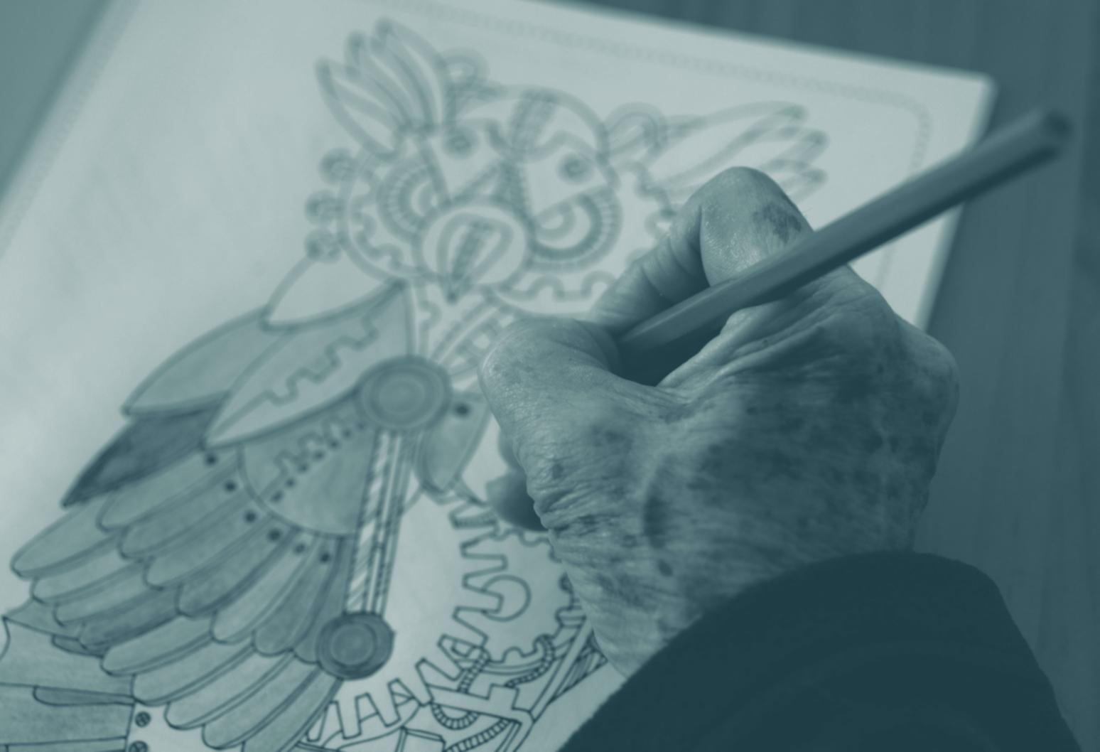 Drawing materials and creative workspace